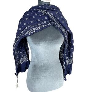 Gap- NWT Deep Navy Blue- bohemian- XL shawl- cotton silk blend- OS Unisex 76x20"